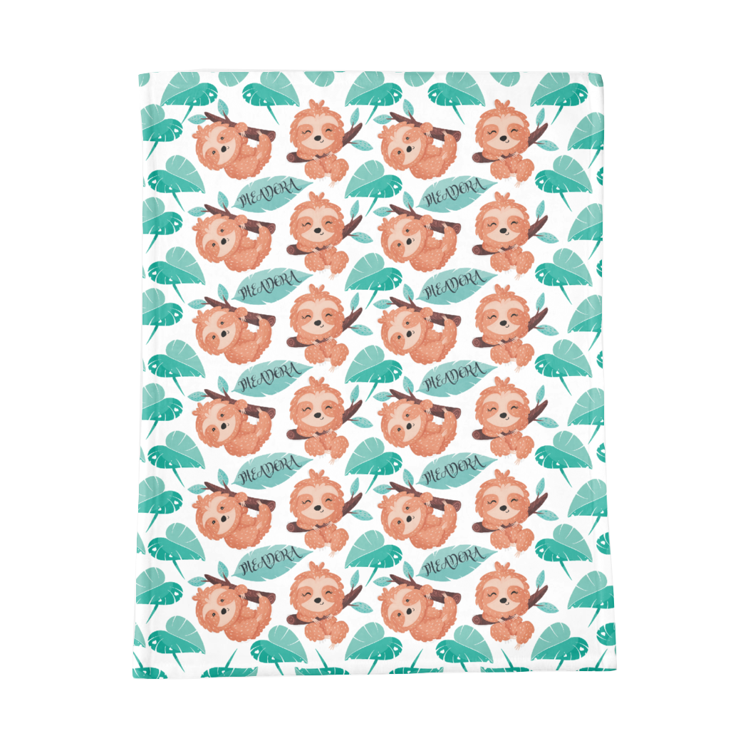 PERSONALIZED CUTE SLOTH MINKY BLANKET