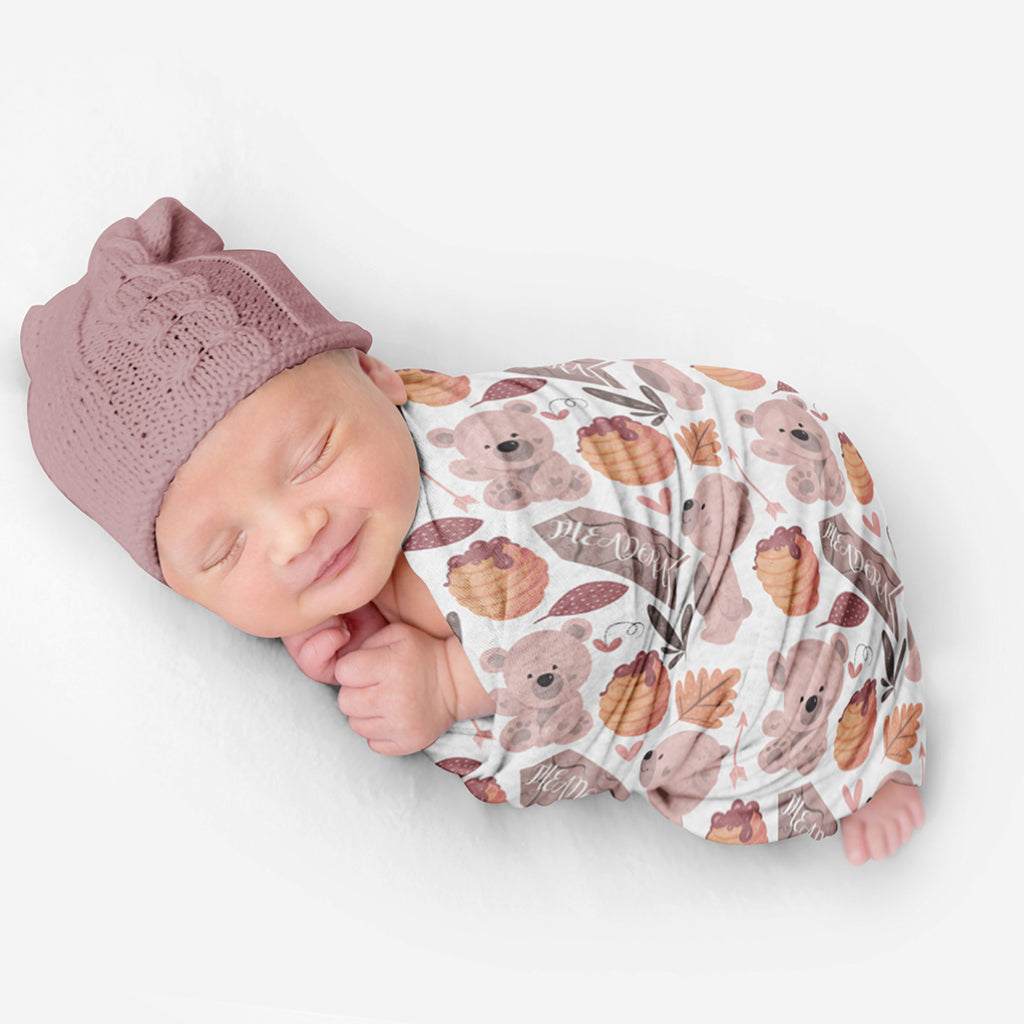 PERSONALIZED CUTE BEAR SWADDLE BLANKET