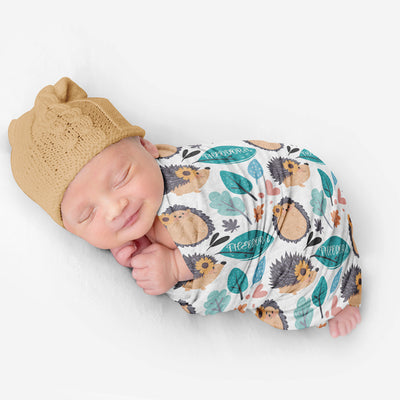 PERSONALIZED CUTE PORCUPINE SWADDLE BLANKET