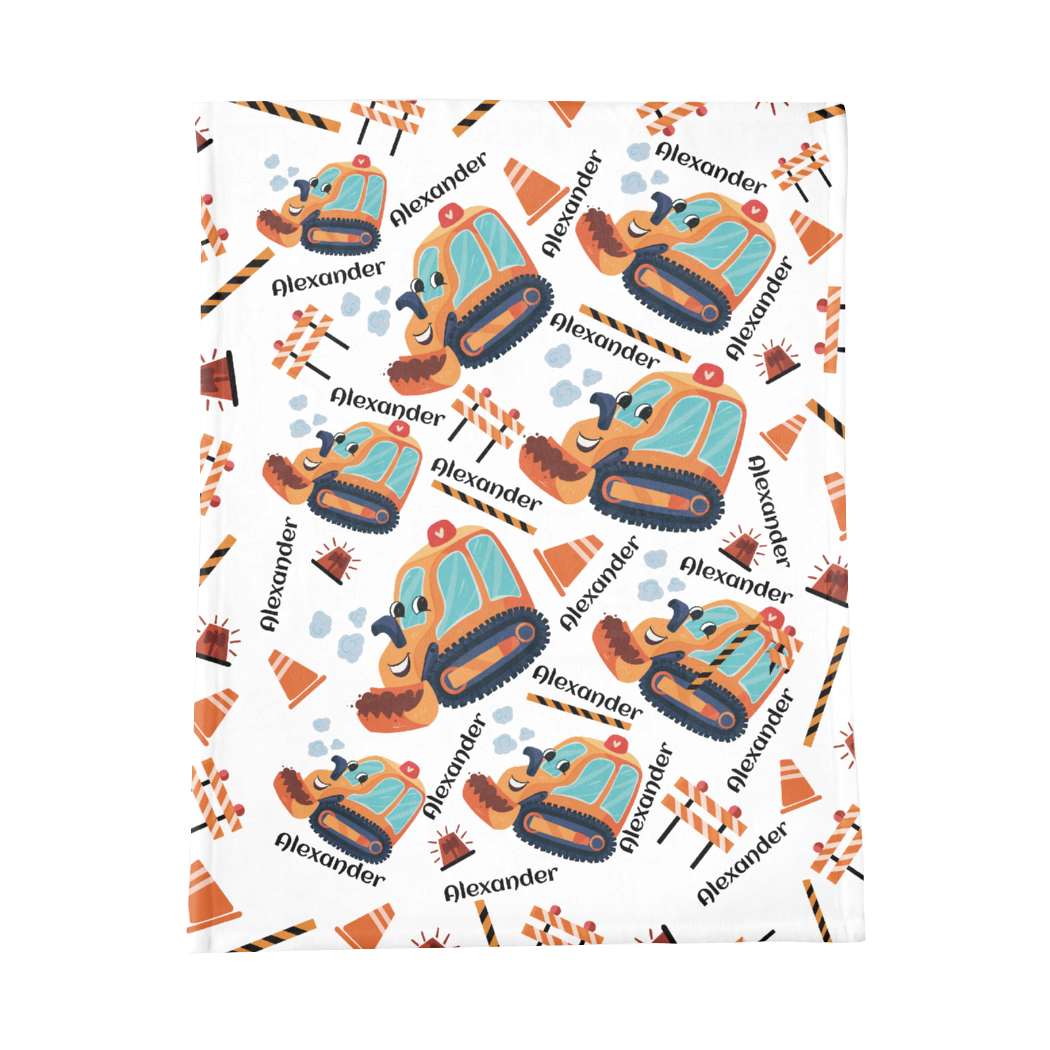 PERSONALIZED CUTE BULLDOZER MINKY BLANKET