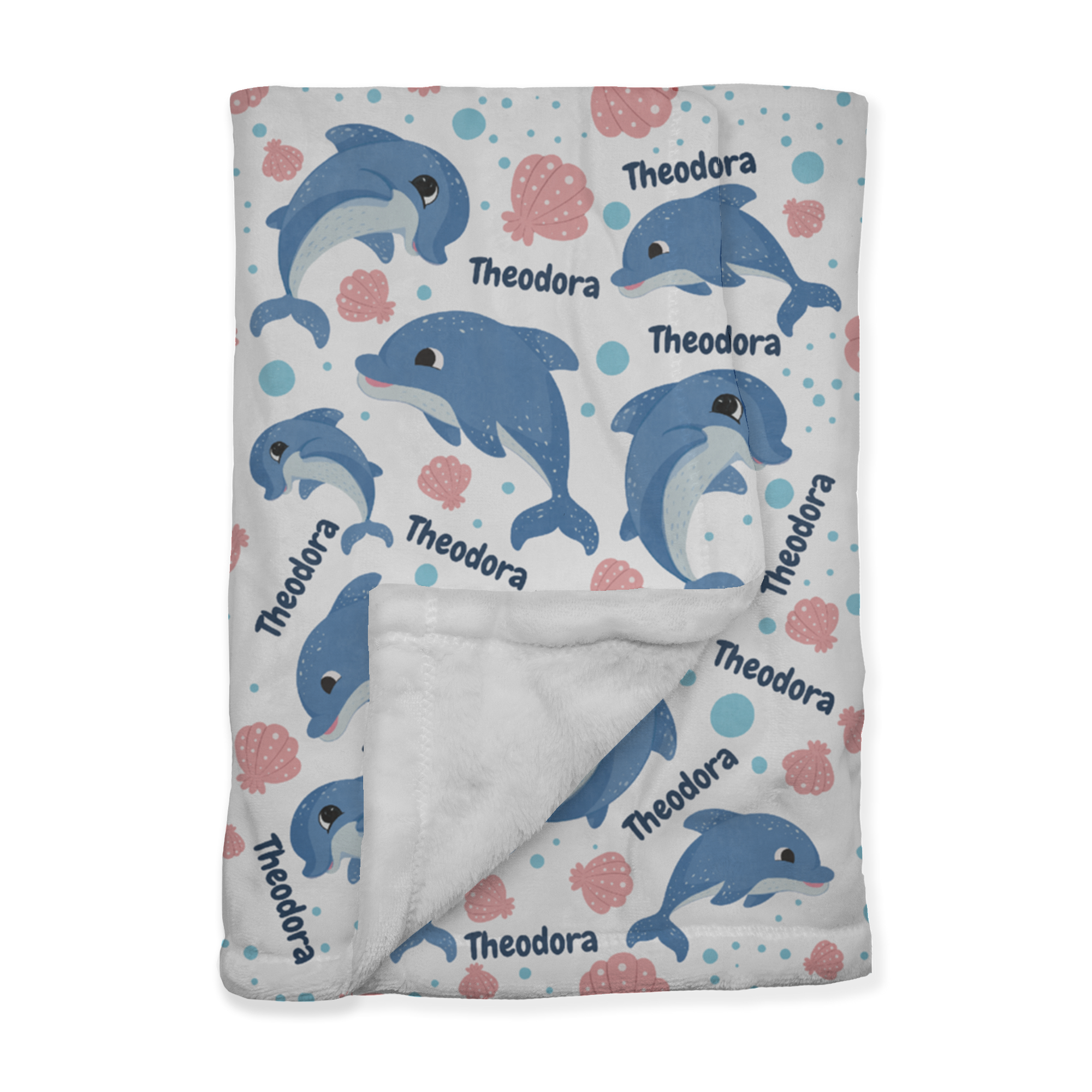 PERSONALIZED CUTE DOLPHIN MINKY BLANKET