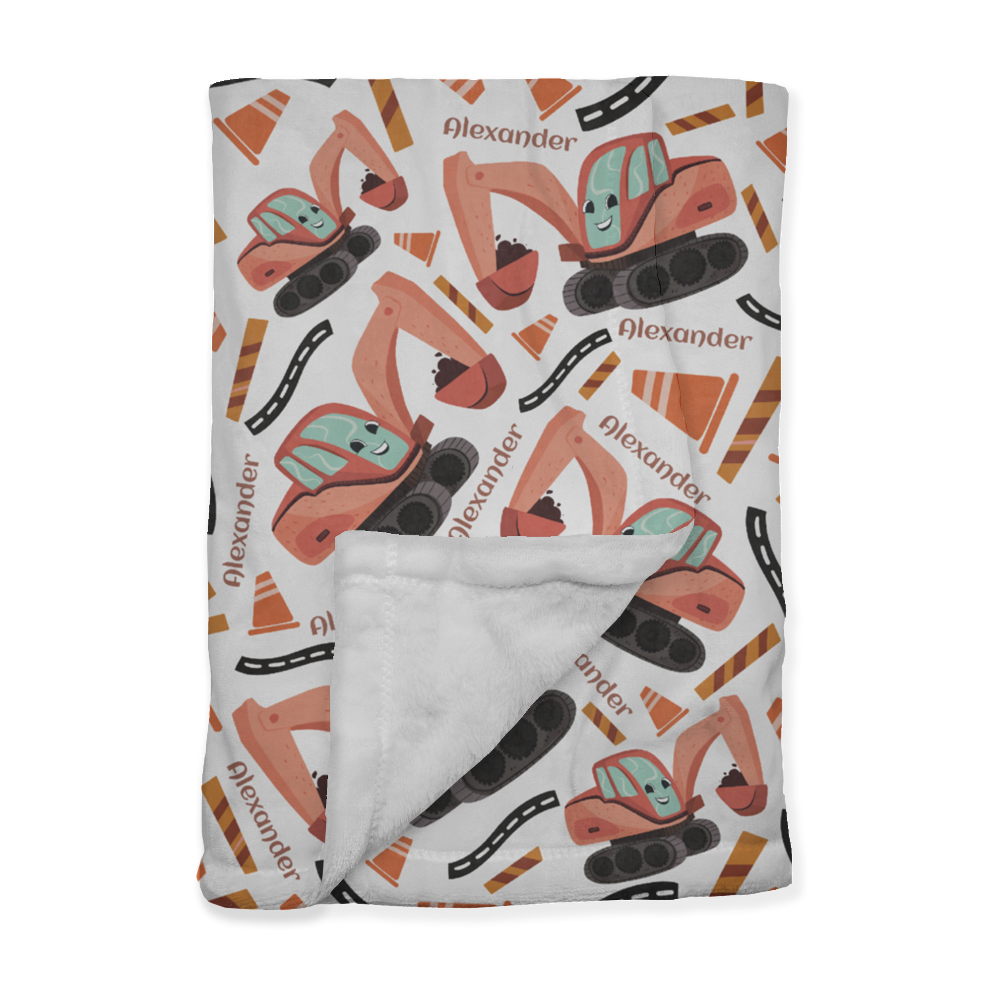 PERSONALIZED CUTE EXCAVATOR MINKY BLANKET