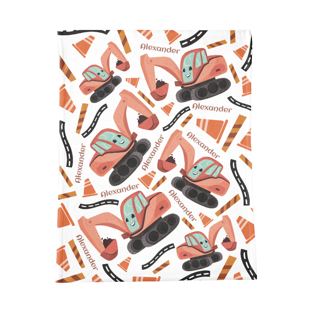 PERSONALIZED CUTE EXCAVATOR MINKY BLANKET