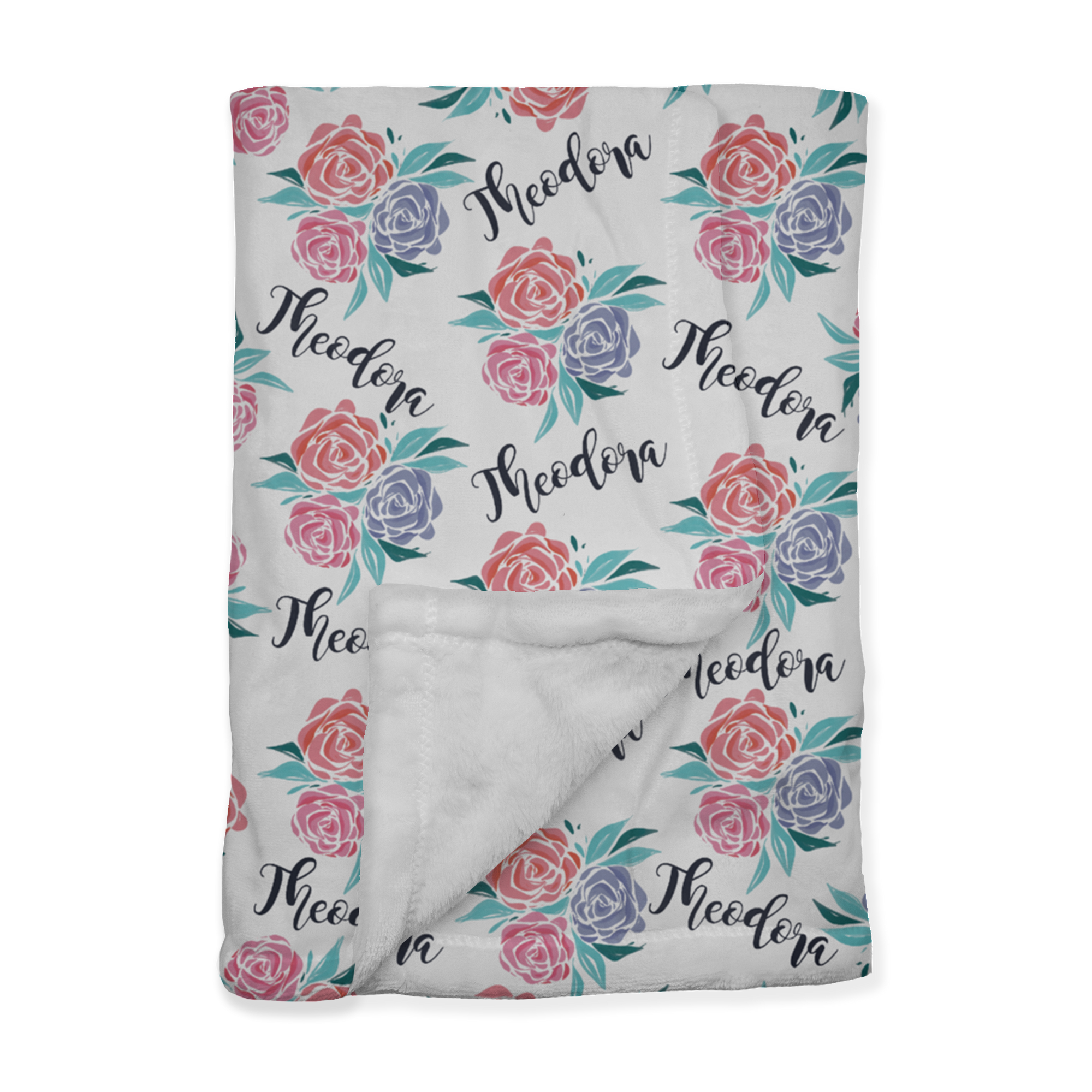 PERSONALIZED CUTE ROSES MINKY BLANKET
