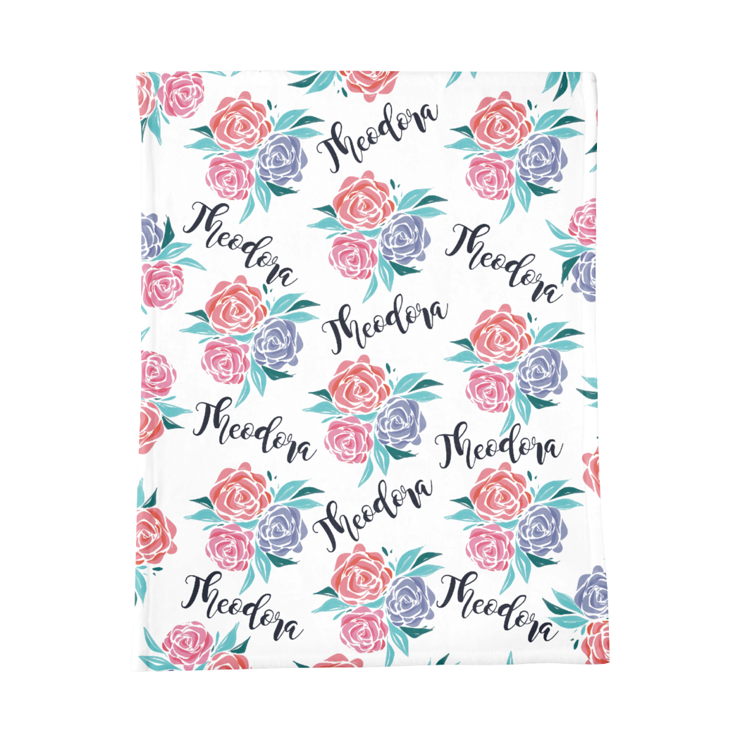 PERSONALIZED CUTE ROSES MINKY BLANKET