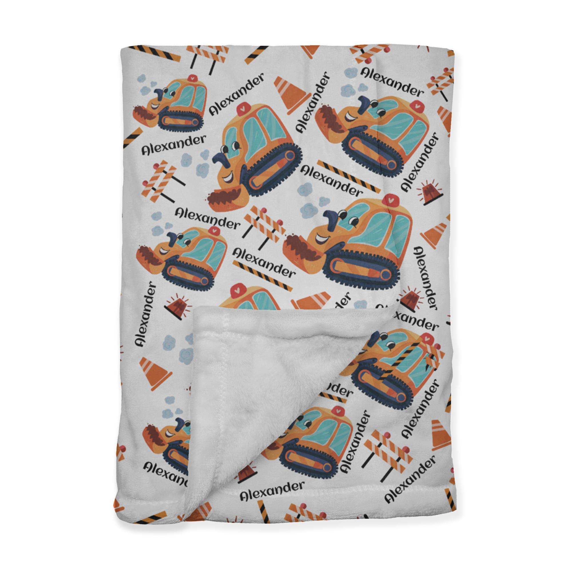 PERSONALIZED CUTE BULLDOZER MINKY BLANKET