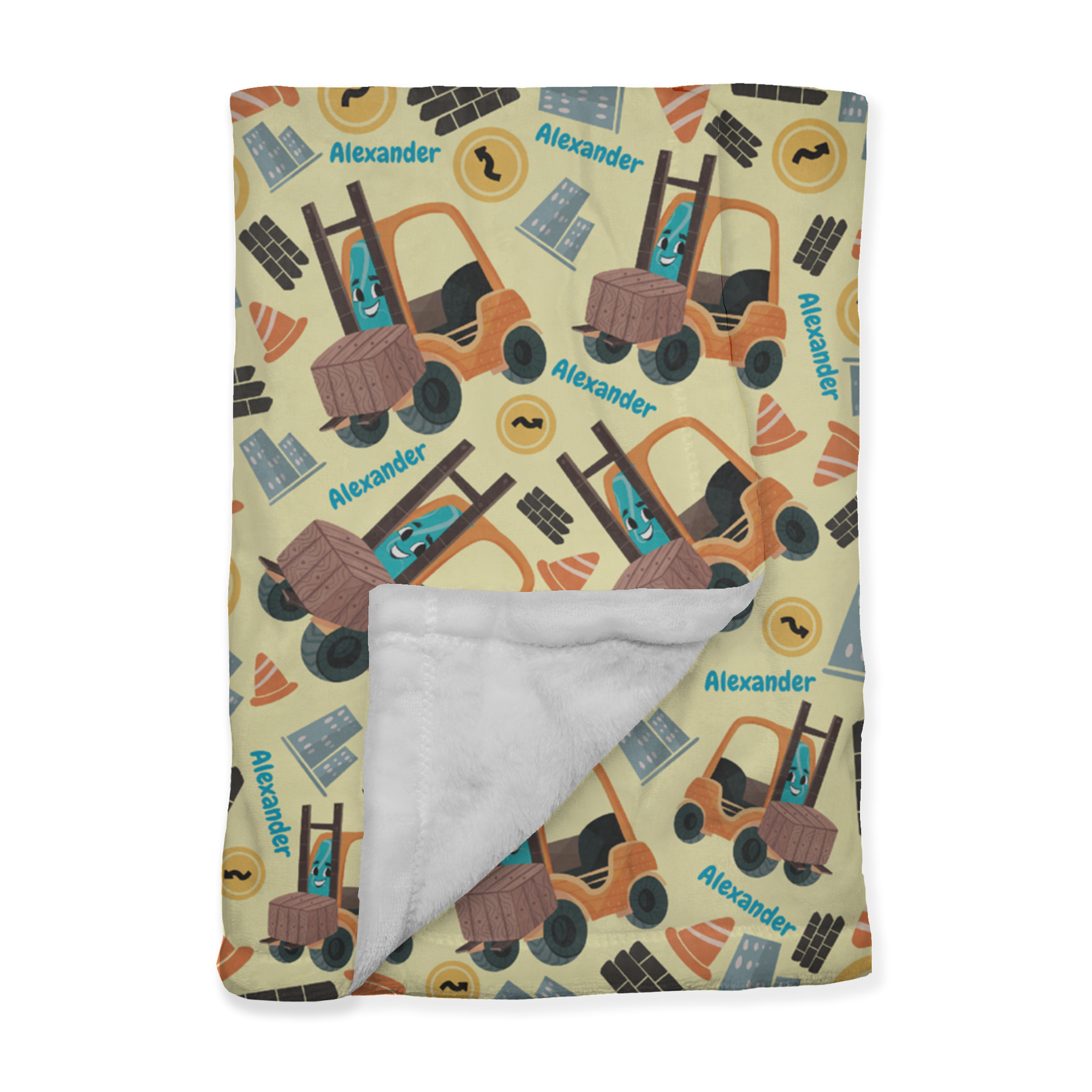 PERSONALIZED CUTE FORKLIFT MINKY BLANKET