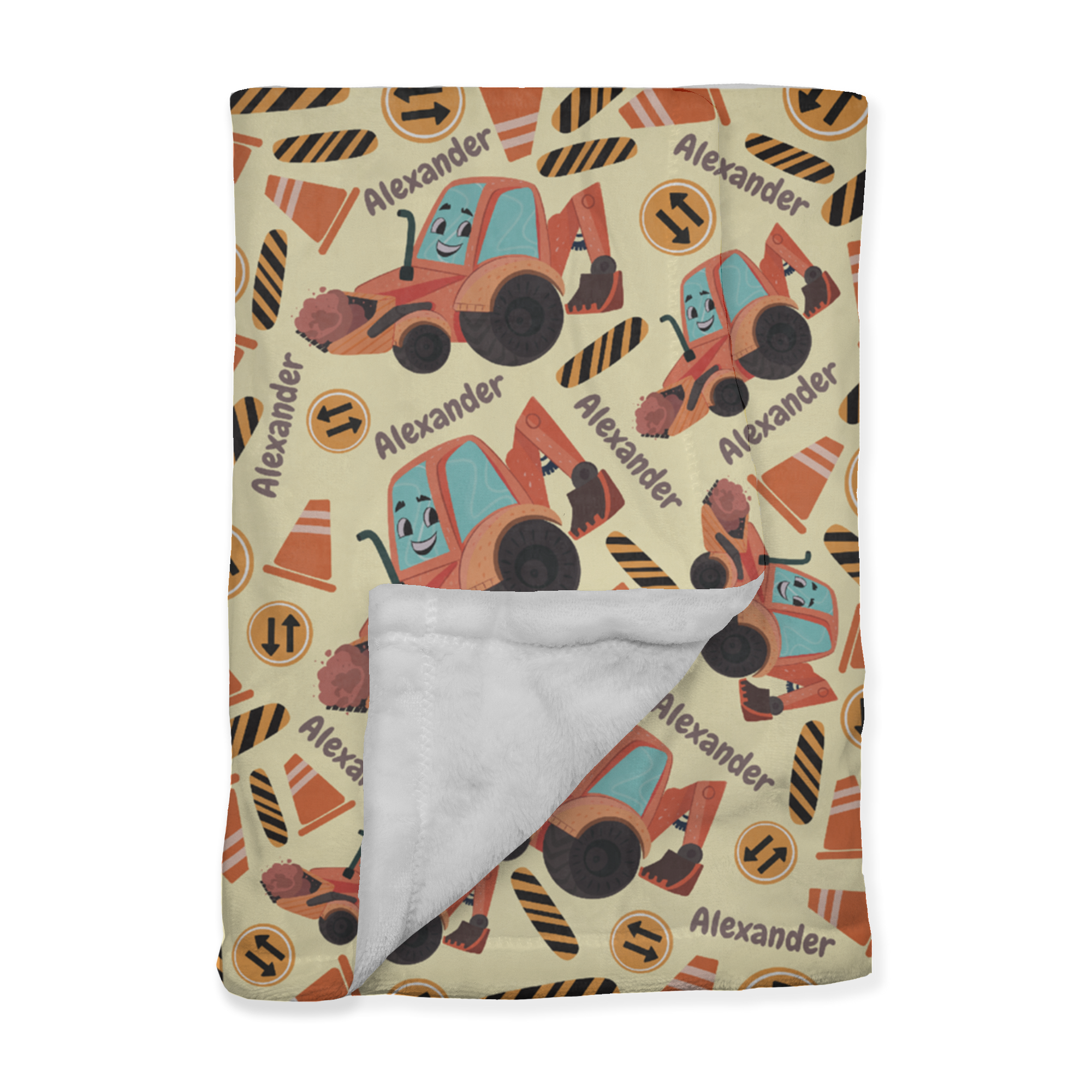 PERSONALIZED CUTE BACKHOE MINKY BLANKET