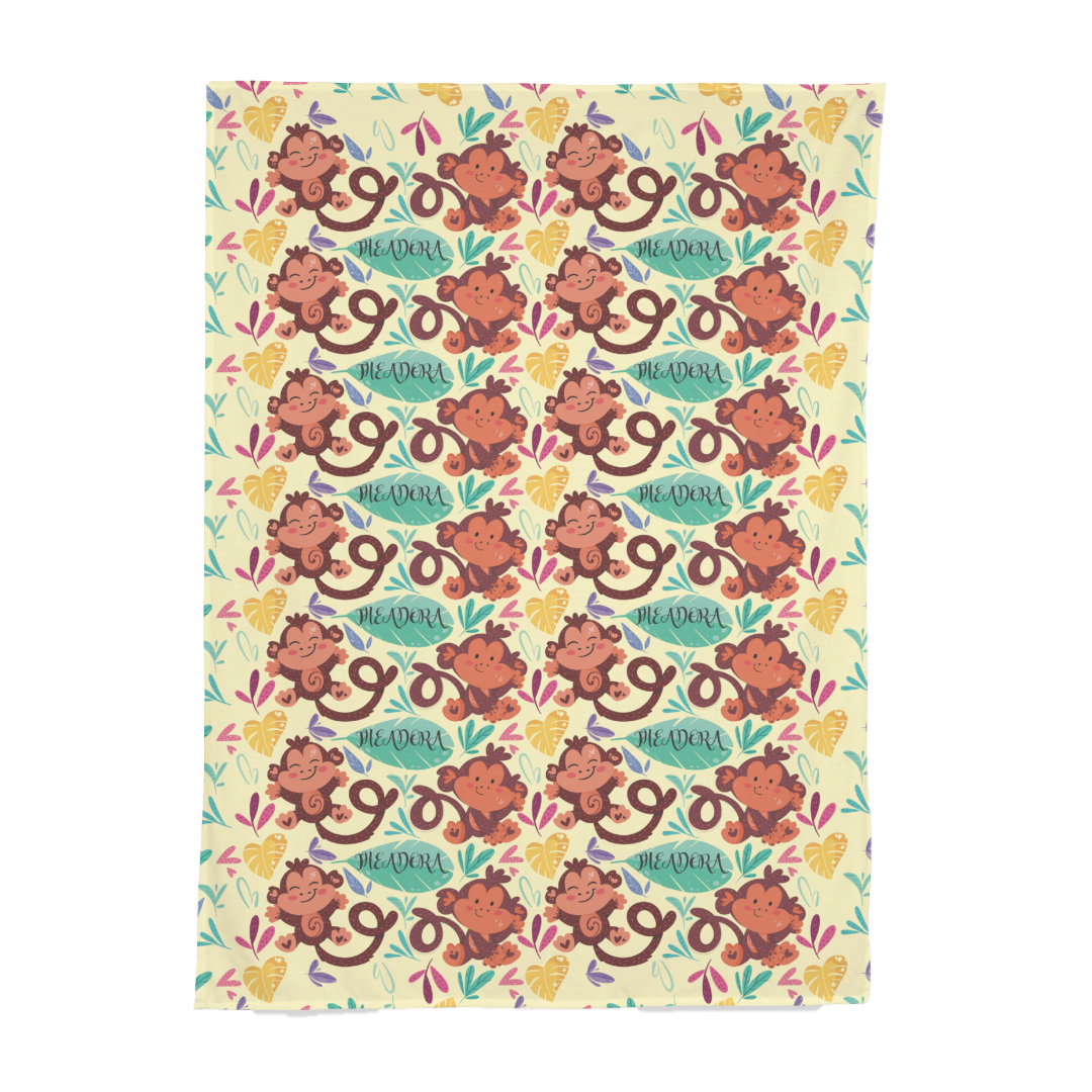 PERSONALIZED CUTE MONKEY SWADDLE BLANKET