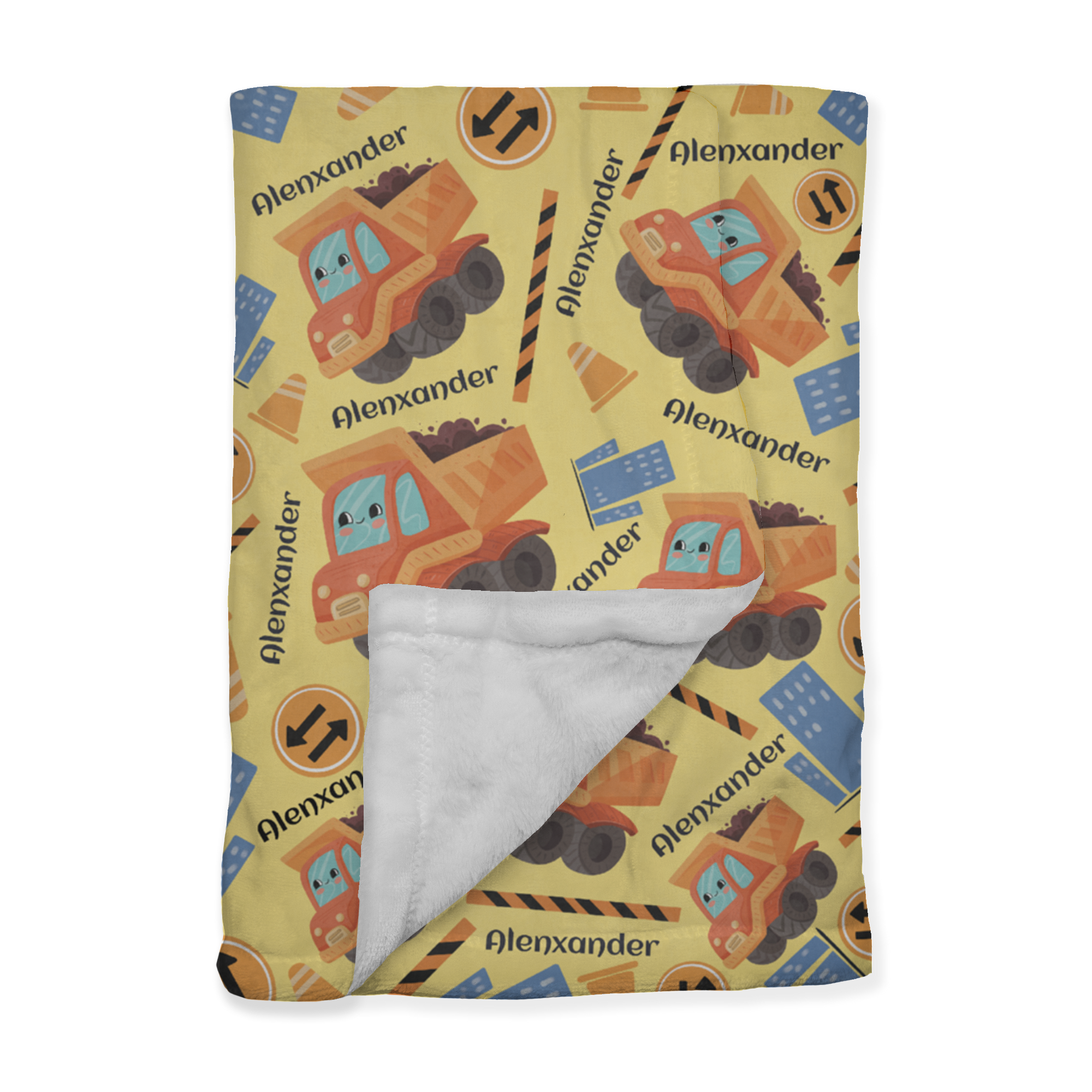 PERSONALIZED CUTE DUMP TRUCK MINKY BLANKET