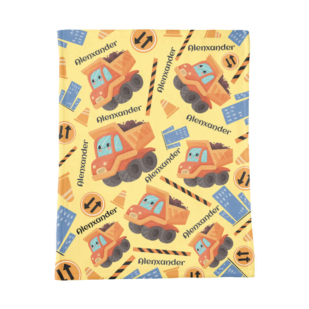 PERSONALIZED CUTE DUMP TRUCK MINKY BLANKET