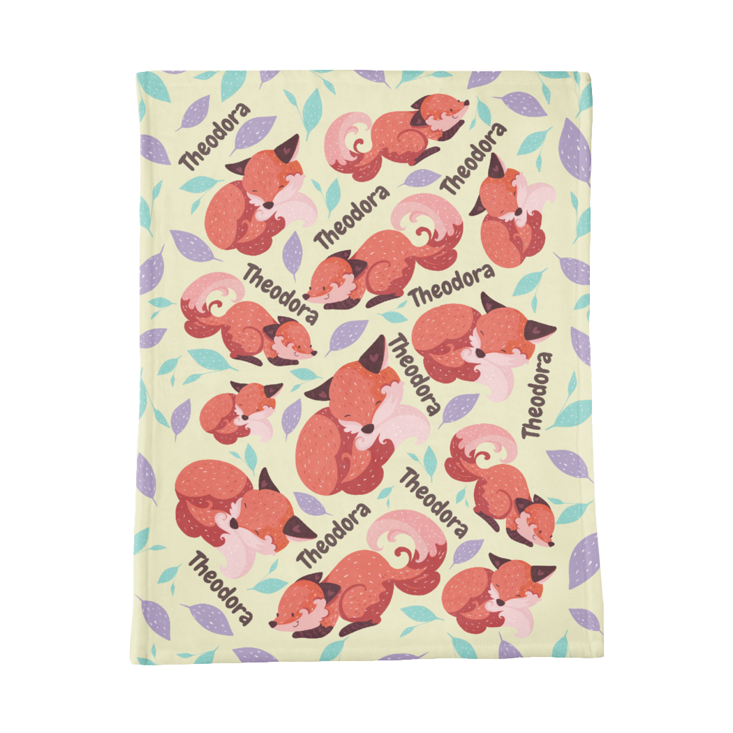 PERSONALIZED CUTE FOX MINKY BLANKET