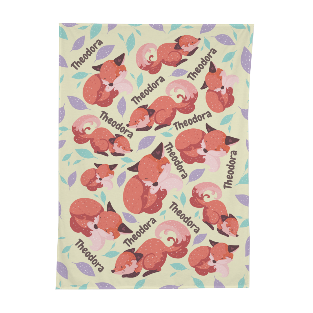 PERSONALIZED CUTE FOX SWADDLE BLANKET