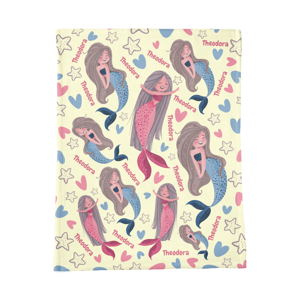 PERSONALIZED CUTE MERMAID MINKY BLANKET