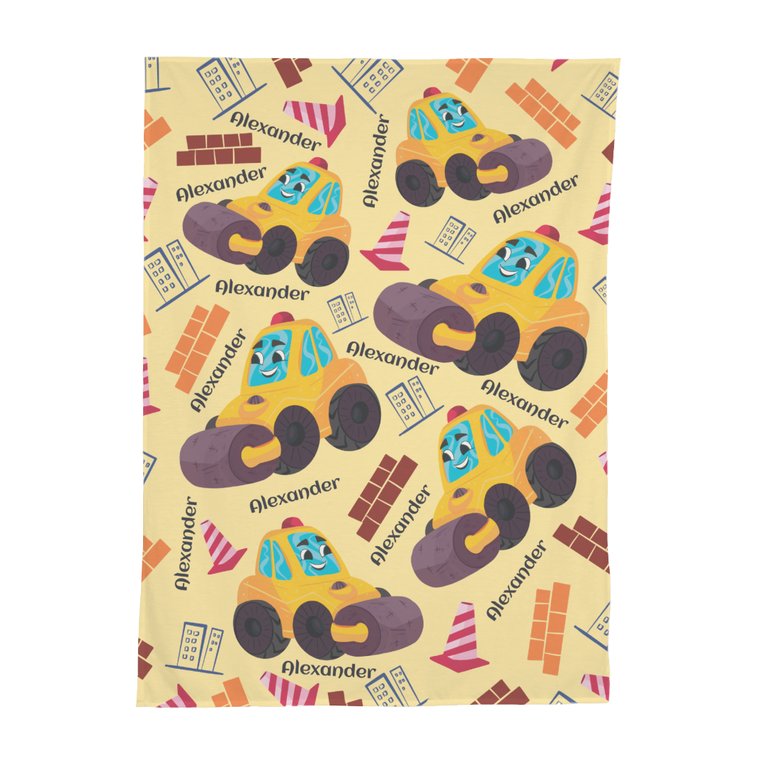 PERSONALIZED CUTE STEAMROLLER SWADDLE BLANKET