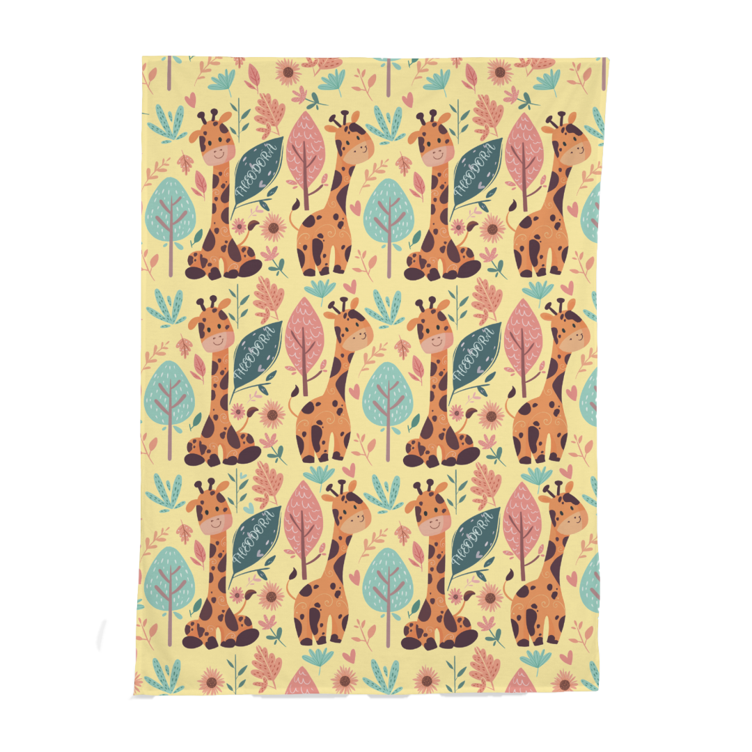 PERSONALIZED CUTE GIRAFFE SWADDLE BLANKET