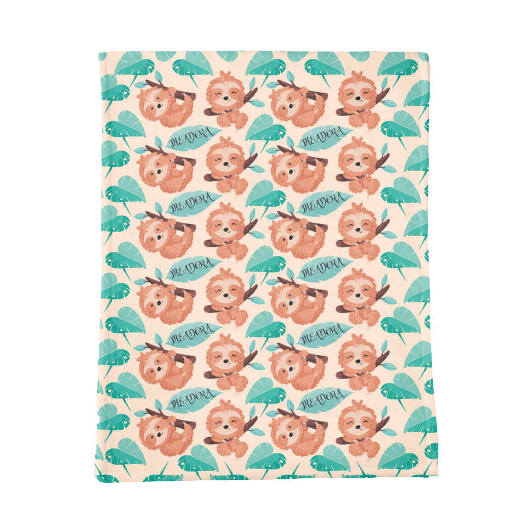 PERSONALIZED CUTE SLOTH MINKY BLANKET