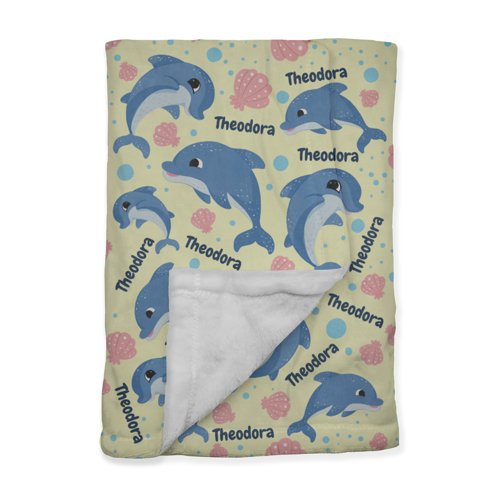 PERSONALIZED CUTE DOLPHIN MINKY BLANKET