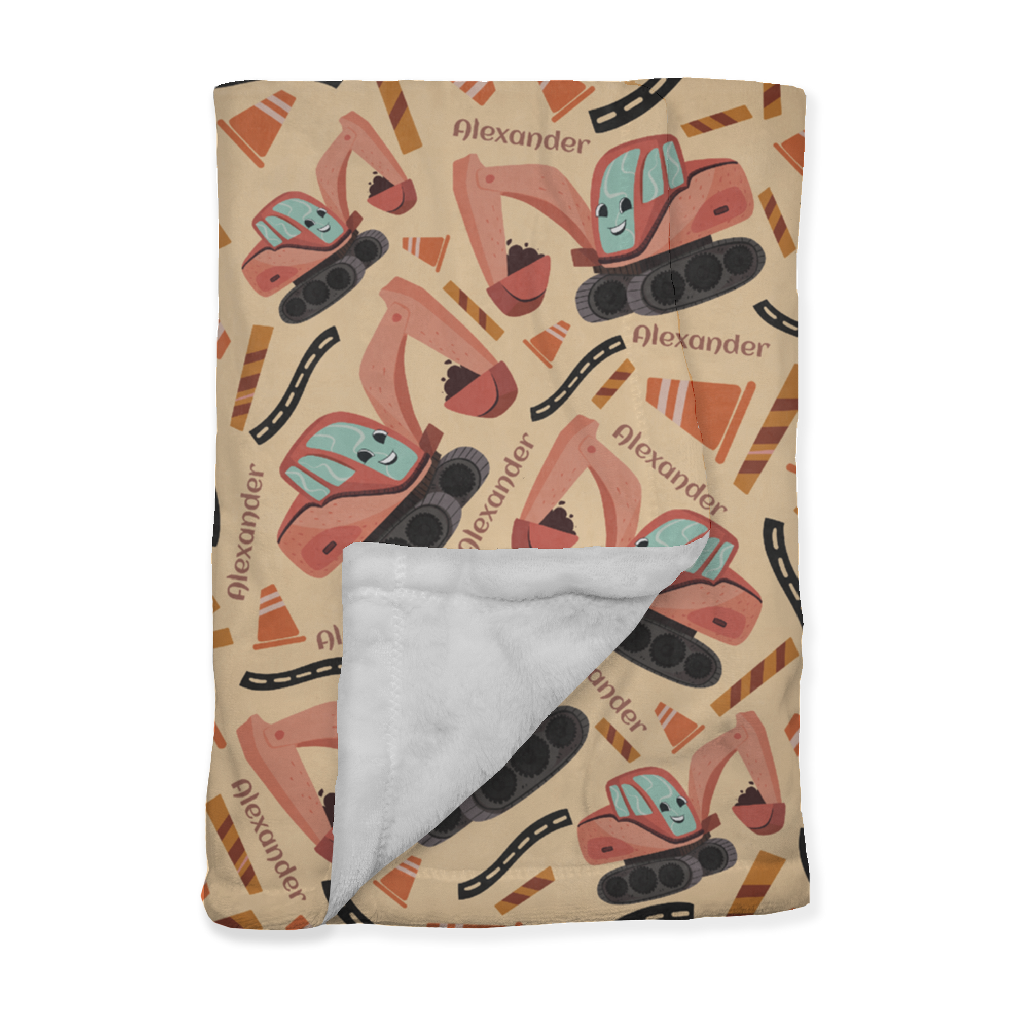 PERSONALIZED CUTE EXCAVATOR MINKY BLANKET