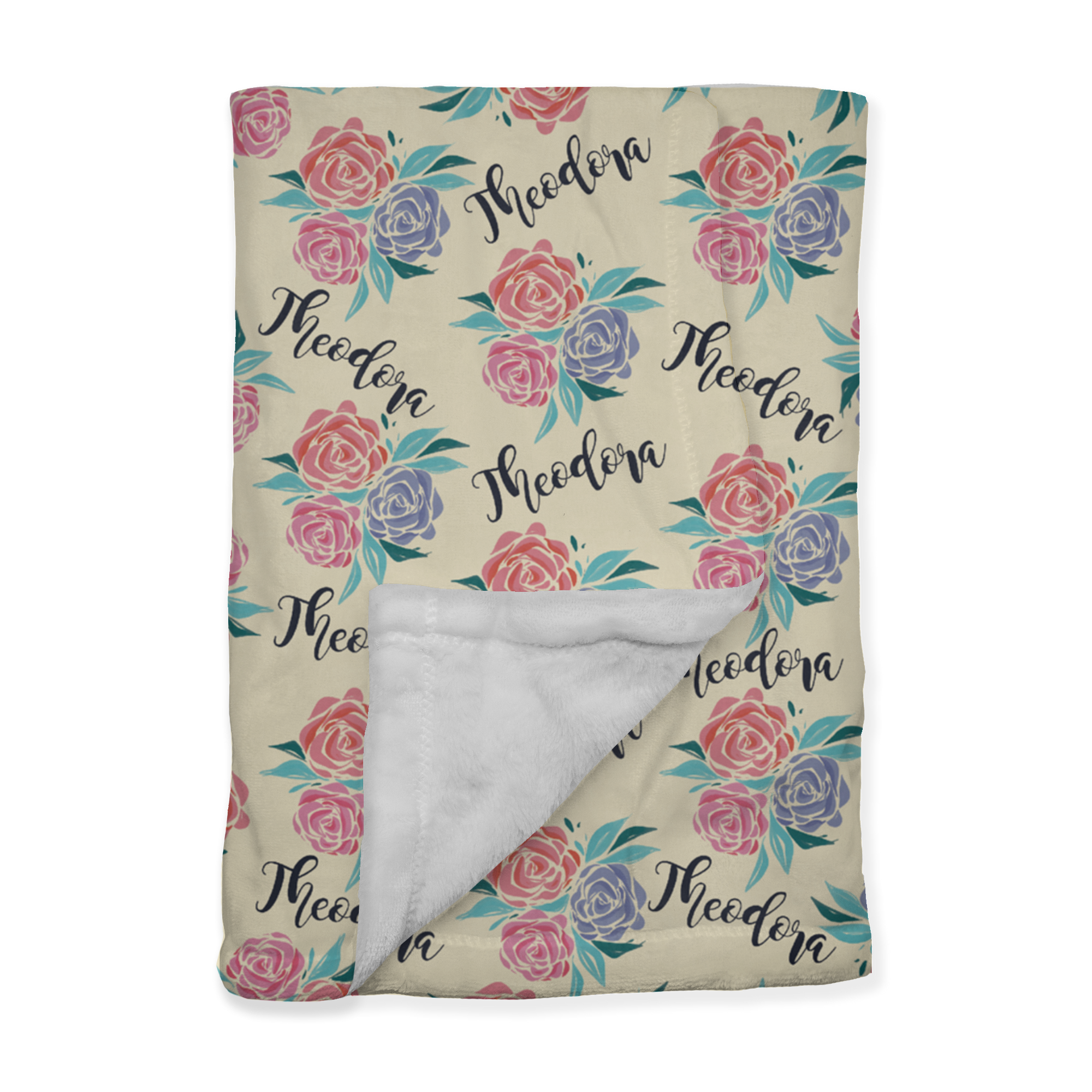 PERSONALIZED CUTE ROSES MINKY BLANKET