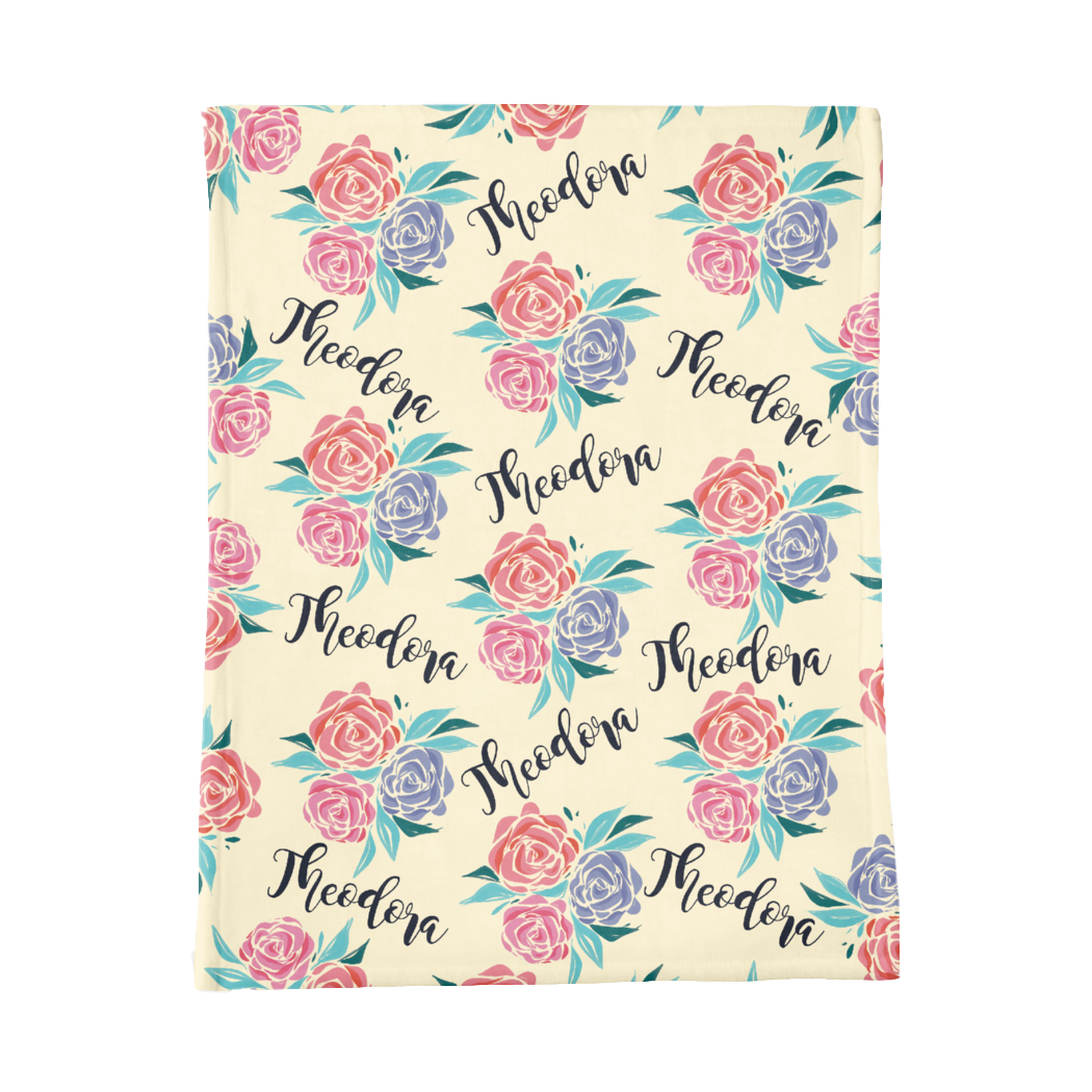 PERSONALIZED CUTE ROSES MINKY BLANKET