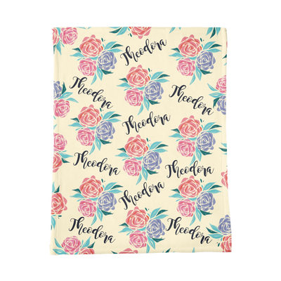 PERSONALIZED CUTE ROSES MINKY BLANKET